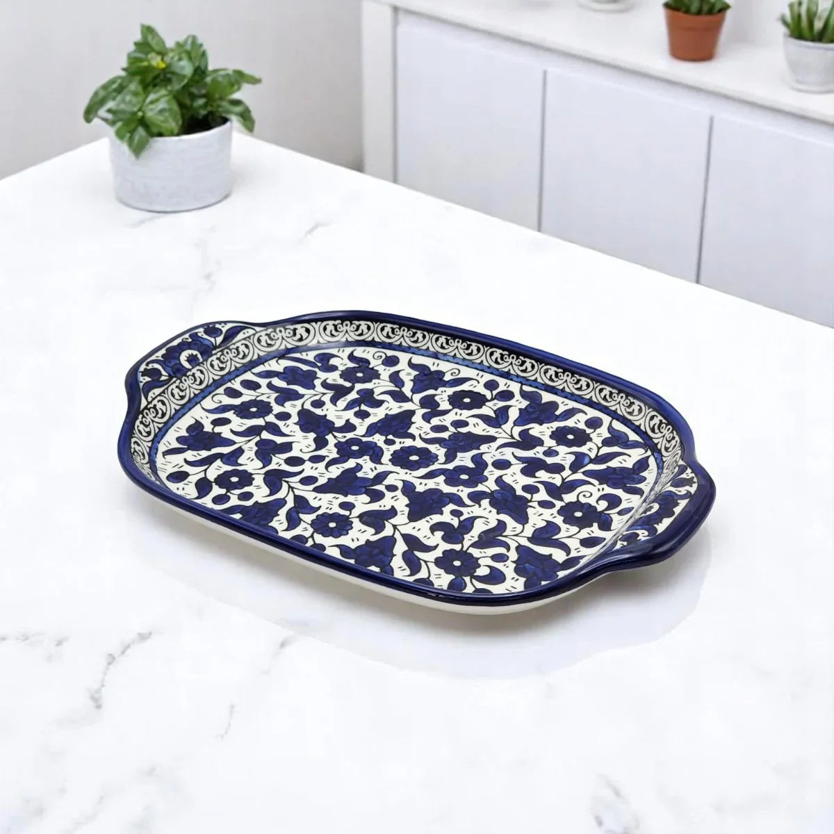 Palestinian Ceramic Serving Plate 24×34×7 cm