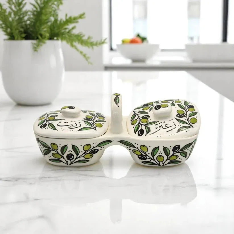  Olive Oil and Zaatar Plates Set 12×11.5×23.5 cm Watany Palestinian Products Ceramics art-noise.myshopify.com olive-oil-and-zaatar-plates-set-12x11-5x23-5-cm