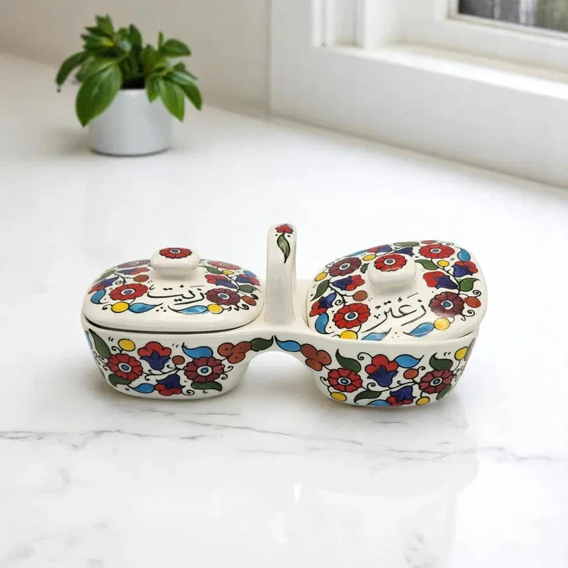  Olive Oil and Zaatar Plates Set 12×11.5×23.5 cm Watany Palestinian Products Ceramics art-noise.myshopify.com olive-oil-and-zaatar-plates-set-12x11-5x23-5-cm