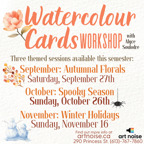 Seasonal Watercolour Cards Workshops with Alyce Soulodre Art Noise Class art-noise.myshopify.com seasonal-watercolour-cards-workshops-with-alyce-soulodre