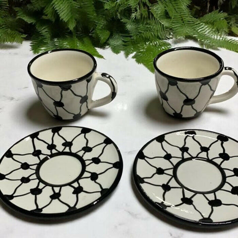 Palestinian Kuffia Coffee Set of 6 cups with plates 10x9x7 cm
