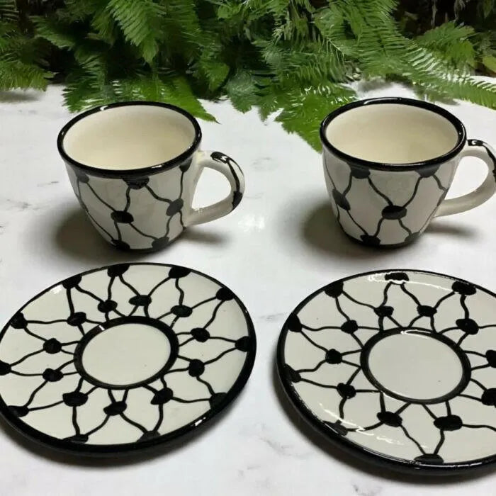  Palestinian Kuffia Coffee Set of 6 cups with plates 10x9x7 cm Watany Palestinian Products Ceramics art-noise.myshopify.com palestinian-kuffia-coffee-set-of-6-cups-with-plates-10x9x7-cm