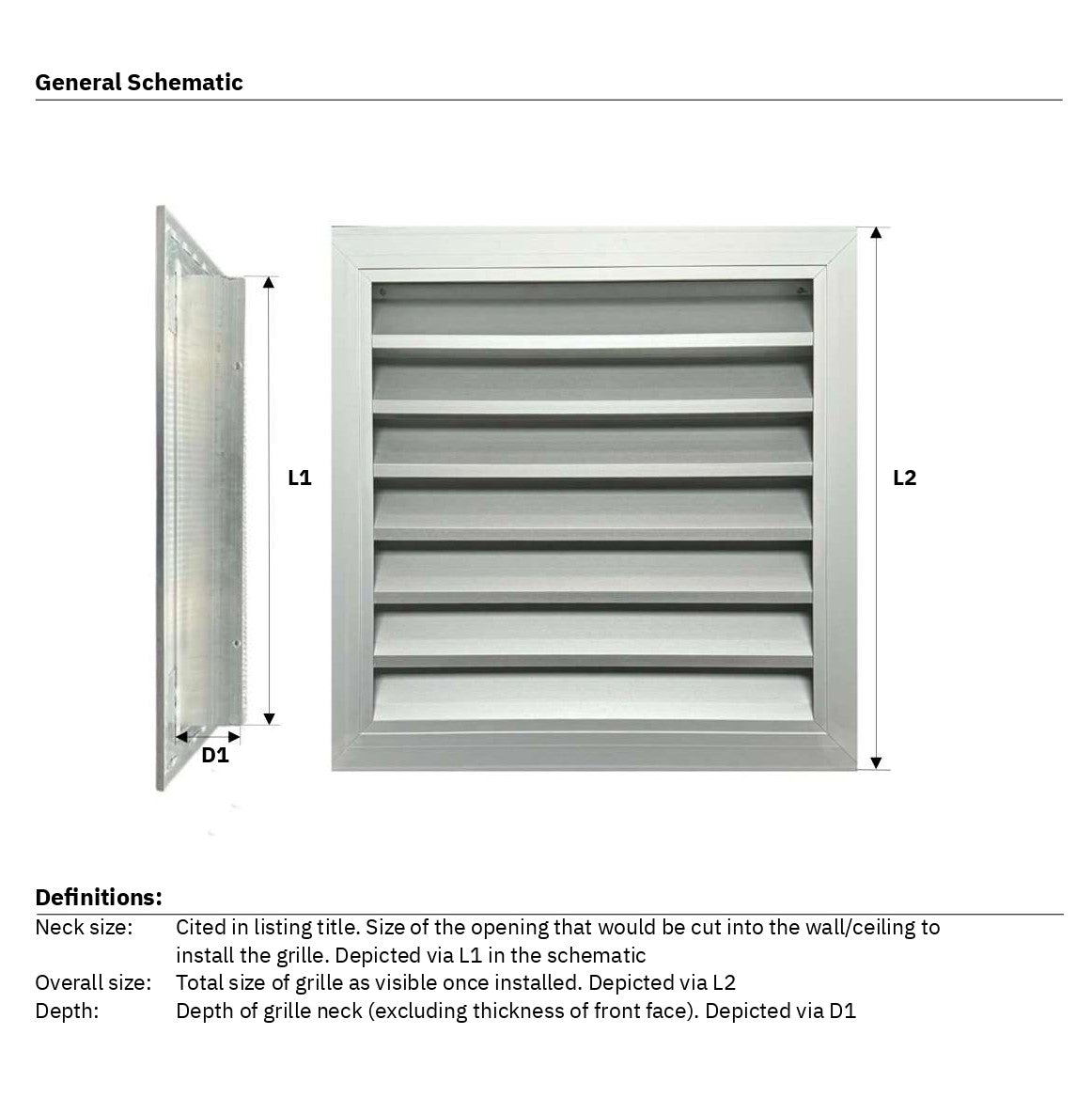 Byson Fixed Louver Grilles 1.5in, Aluminum with Bird Screen
