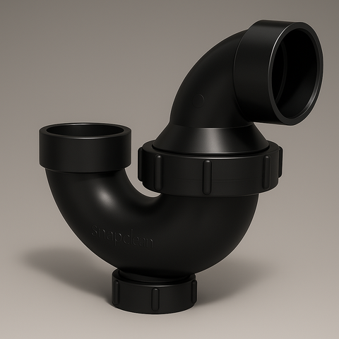 LESSO ABS P-Trap with Cleanout – 1-1/2" Hub x Hub Swivel (DWV Rated)