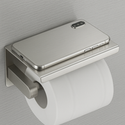 Studio Brushed Nickel Toilet Paper Holder – Shelf + Splash Guard