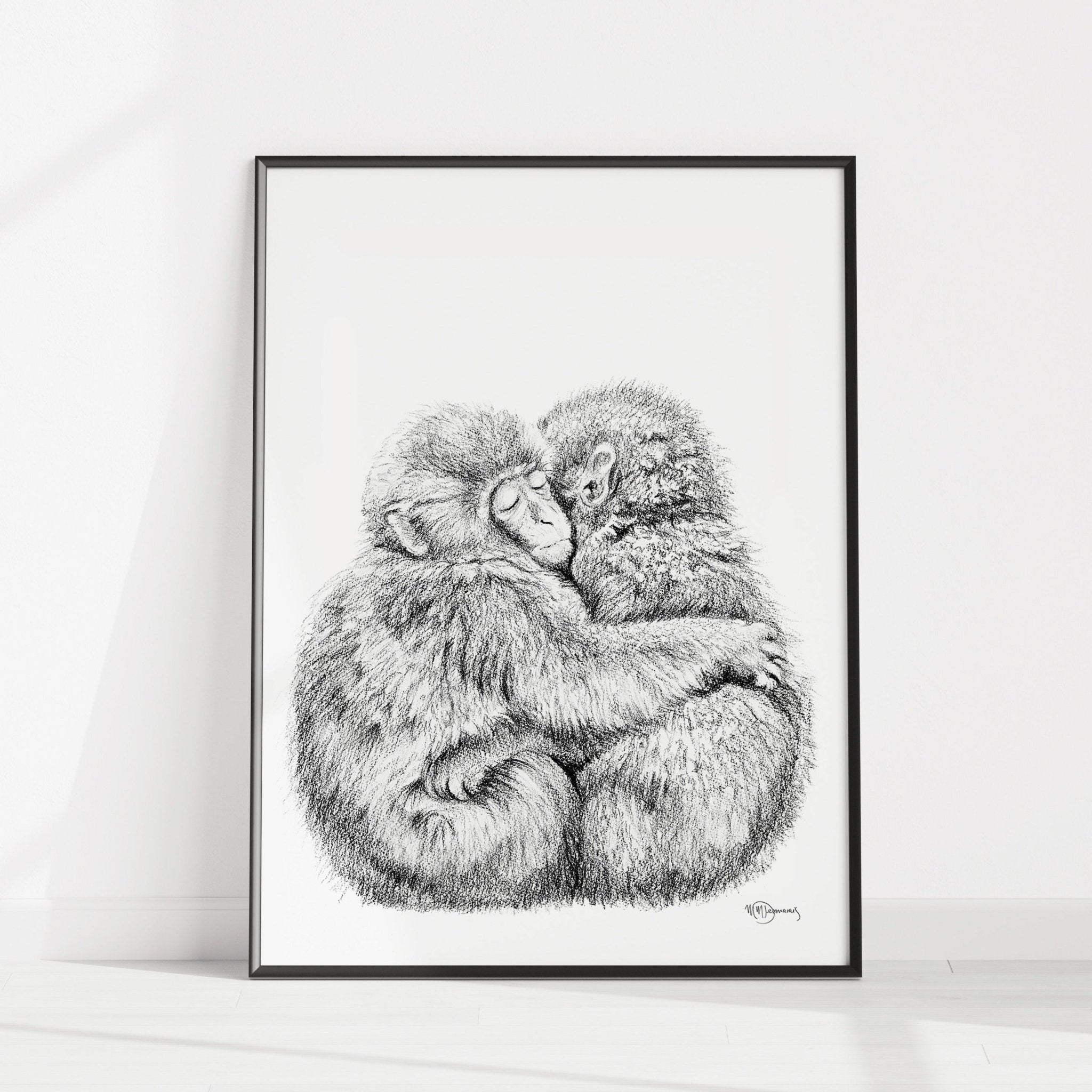 Adorable monkey hug