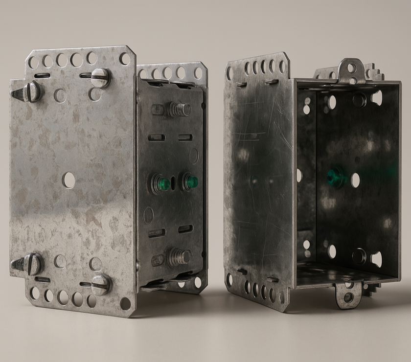 1‑Gang Steel Device Box 3x2x2 ½ – Galvanized, 12.5 cu in, ETL