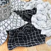 B&W Crinkled Flour Sack Tea Towels - Set/3
