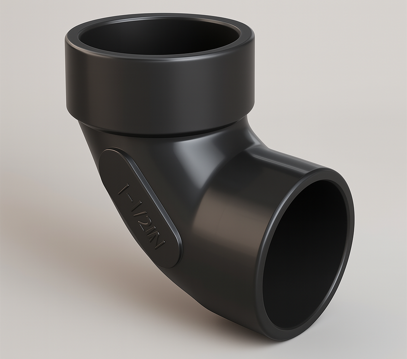 LESSO ABS 90° Street Elbow – Spg x Hub DWV Fitting | 1 1/2"–3"