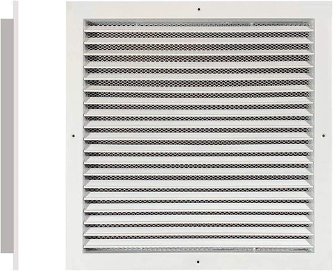 Byson Fixed Louver Grilles 1in, Aluminum with Insect Screen - White