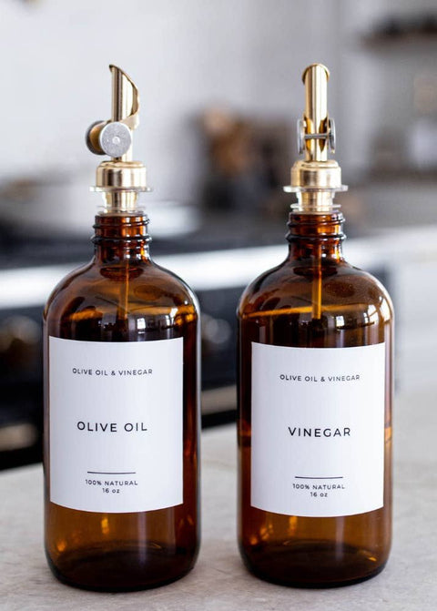 Amber Glass Olive Oil Dispenser Bottle