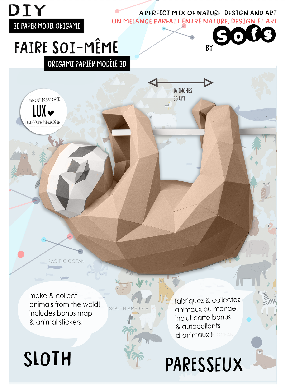 Origami Sloth Instructions.pdf DIY Sloth 3D Origami paper model Kit | Art Noise