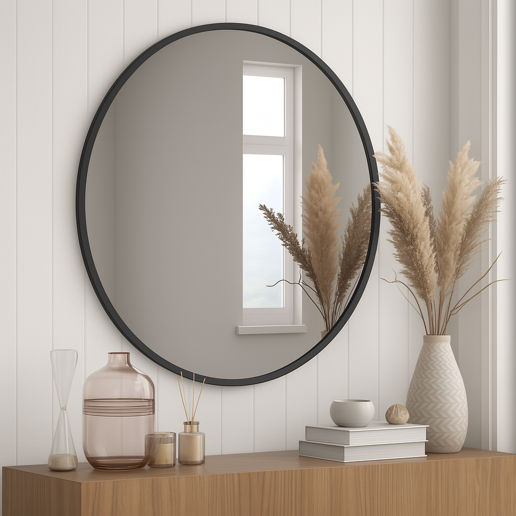 Round Vanity Mirror – Black, Gold, Nickel | 24" & 32" Metal Frame Good Day Building Supply Inc. Mirror art-noise.myshopify.com round-vanity-mirror-black-gold-nickel-24-32-metal-frame