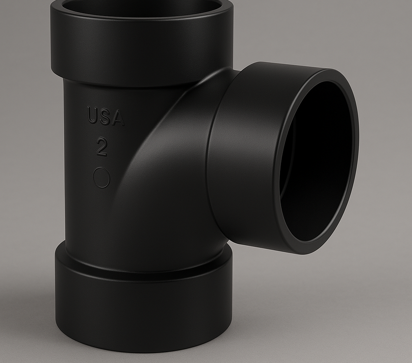 LESSO ABS Sanitary Tee – Hub x Hub x Hub DWV Fitting | 1 1/2" & 2"