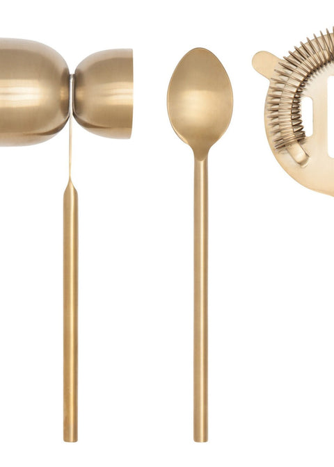 Bar Tools, Set of 3 - Matte Gold