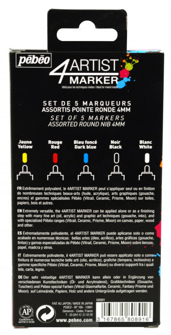 4Artist Marker - Set 5x4mm Basic - Art Noise 4Artist Marker - Set 5x4mm Basic Pebeo Oil Paint art-noise.myshopify.com 4artist-marker-set-5x4mm-basic