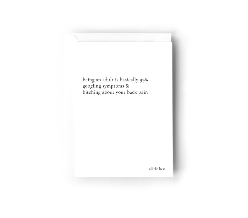 Being an adult is googling card