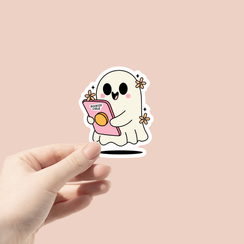 Bookish Girlie Ghost Sticker Glitter Paper Scissors sticker art-noise.myshopify.com bookish-girlie-ghost-sticker