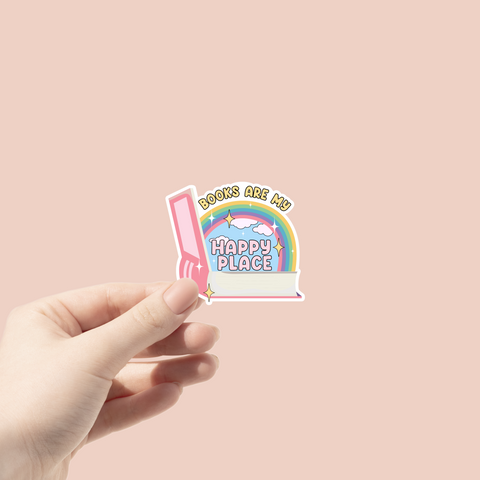 Books are my happy place sticker Glitter Paper Scissors sticker art-noise.myshopify.com books-are-my-happy-place-sticker