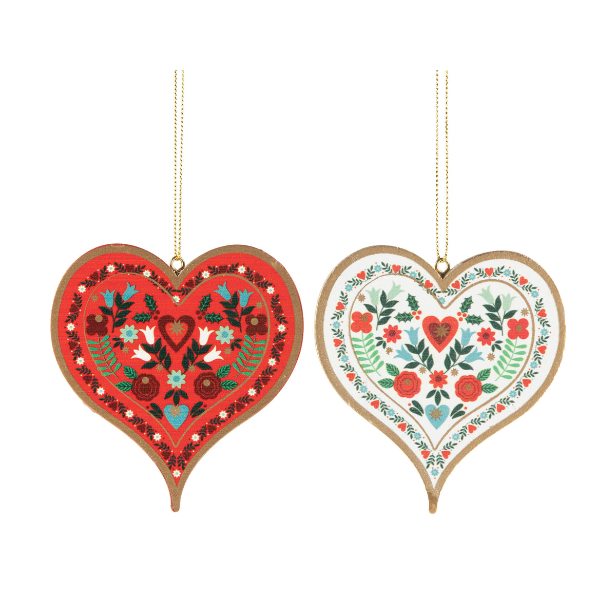 Assorted Nordic Heart Ornaments