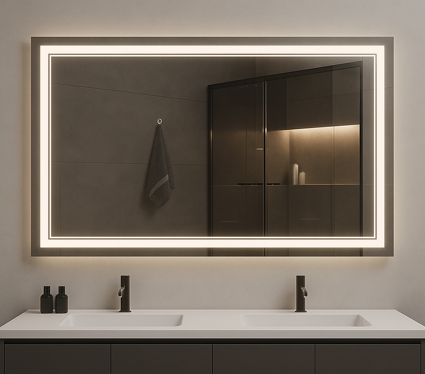 Nebula PureGlow Frameless LED Vanity Mirror – Anti-Fog, Dimmable | 24–60" Sizes