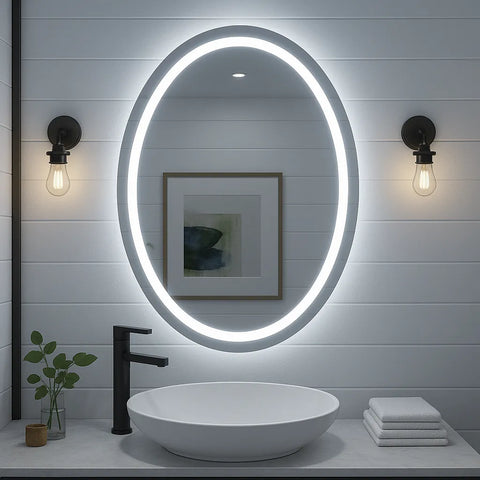  Noir Éclipse Oval LED Vanity Mirror – Dual-Lit, Anti-Fog | 24–30" Good Day Building Supply Inc.  art-noise.myshopify.com noir-eclipse-oval-led-vanity-mirror-dual-lit-anti-fog-24-30