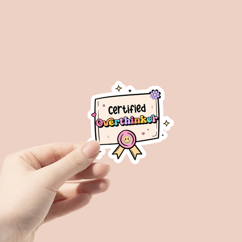 Certified overthinker Sticker Glitter Paper Scissors sticker art-noise.myshopify.com certified-overthinker-sticker