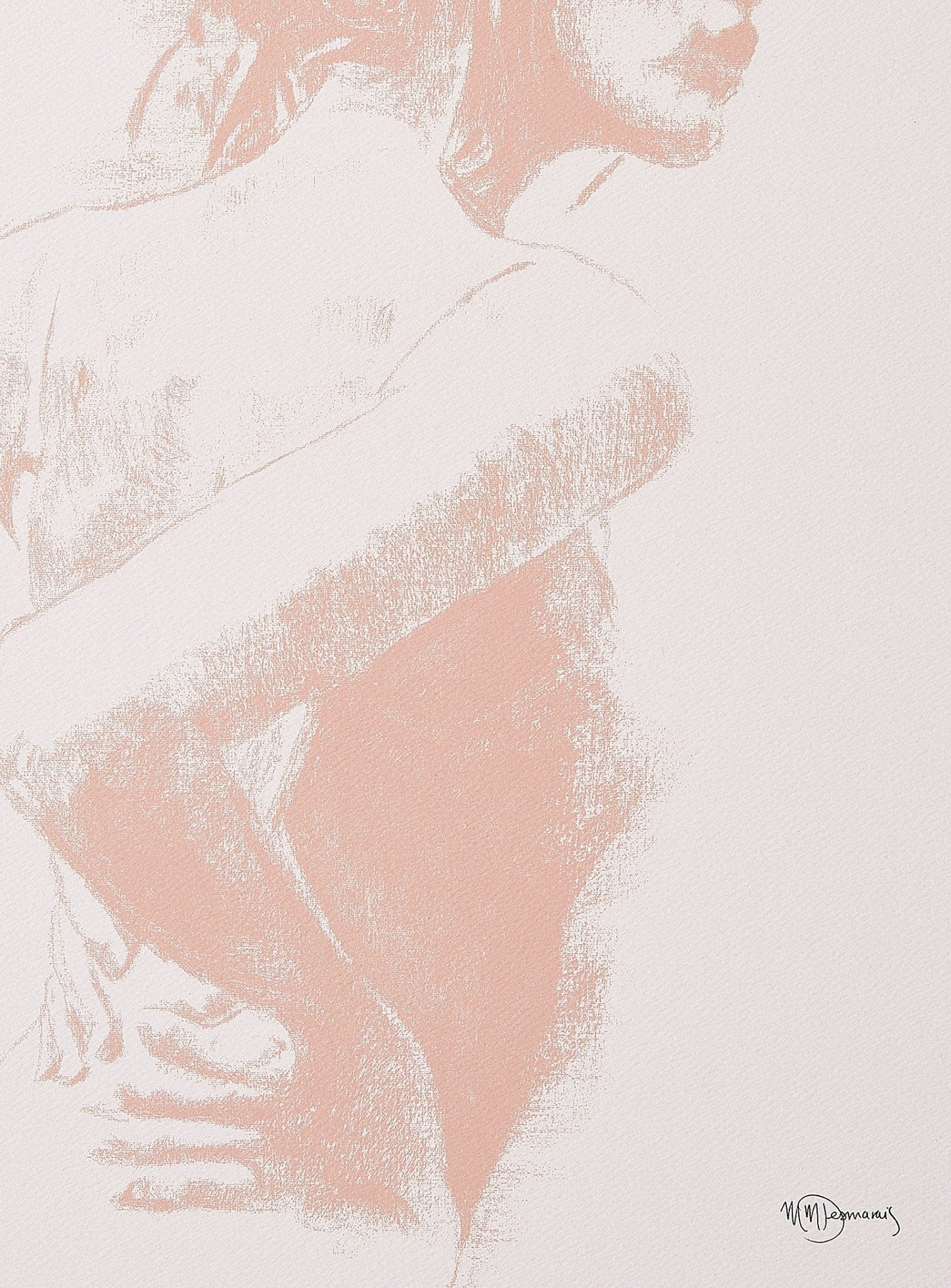 Charcoal Women Figure - Abricot on cream