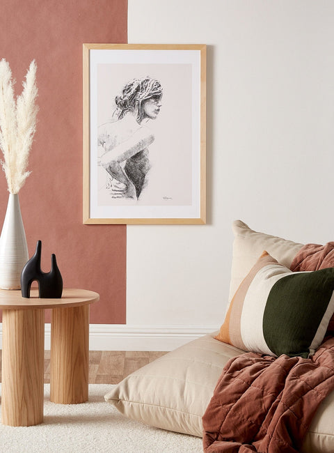 Charcoal Women Figure - Black on cream