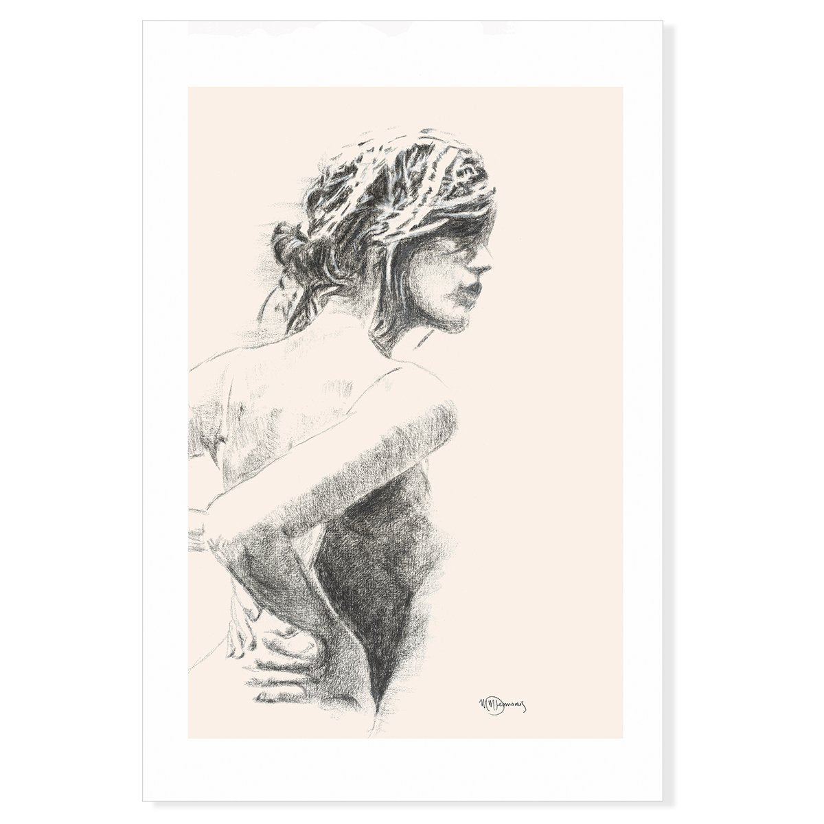 Charcoal Women Figure - Black on cream