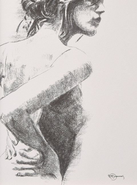 Charcoal Women Figure - Black on cream