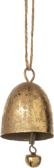 Gold metal bell ornament with foil finish, 2 in