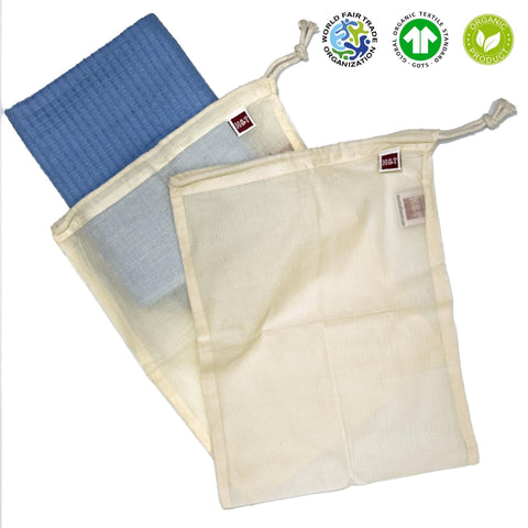 Nut Milk & Produce Bags-Organic Cotton: Set/3