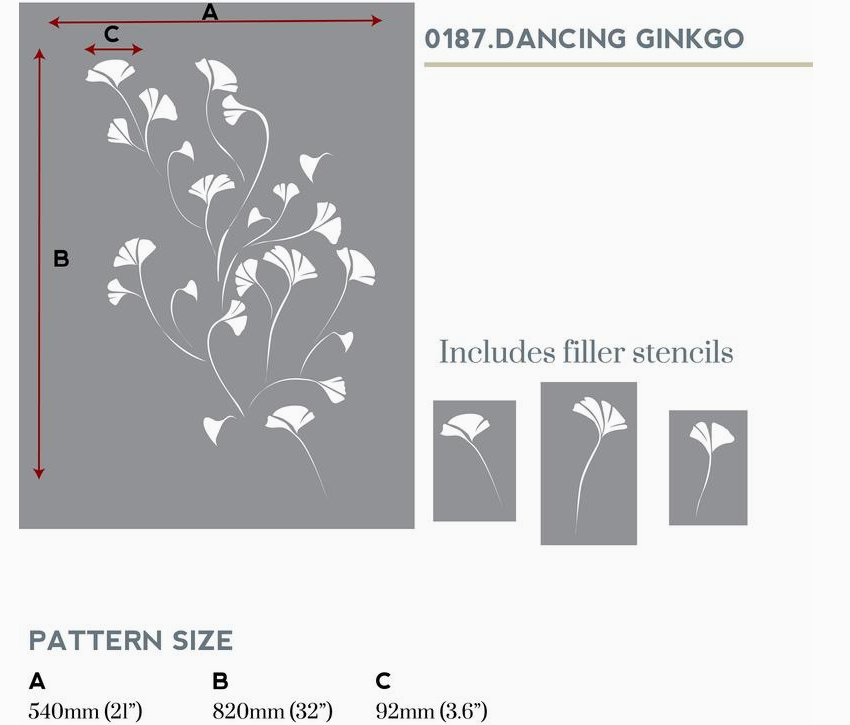 Dancing Ginkgo Wall Stencil