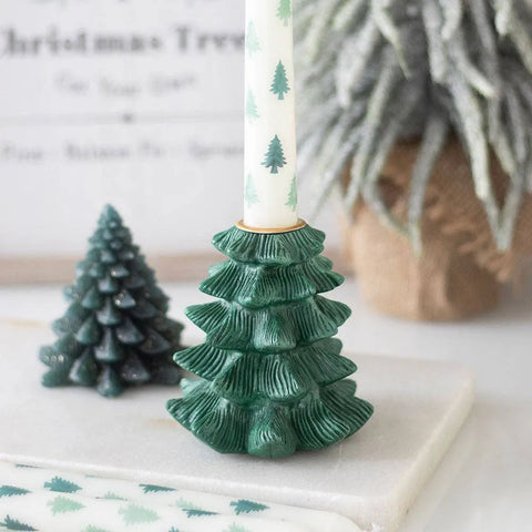  Green Fir Tree Christmas Candle Holder with Taper Candle Eloise and Oliver Candlestick Holder art-noise.myshopify.com green-fir-tree-christmas-candle-holder-with-taper-candle