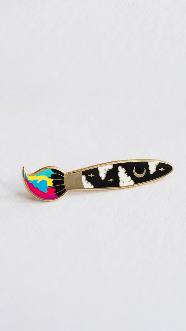 The Gray Muse - Rainbow Paint Brush Enamel Pin - Art Noise