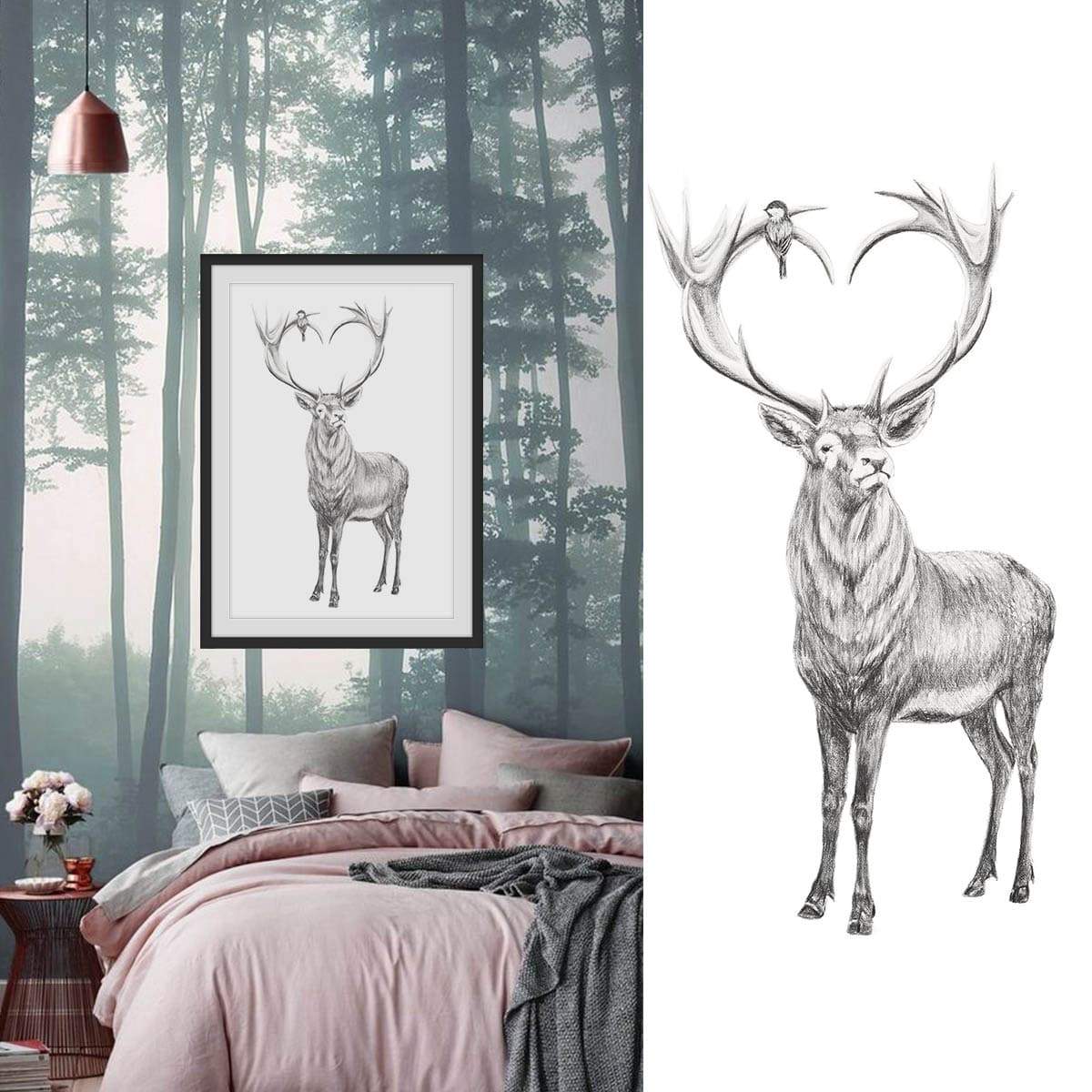 Deer with heart shaped antlers