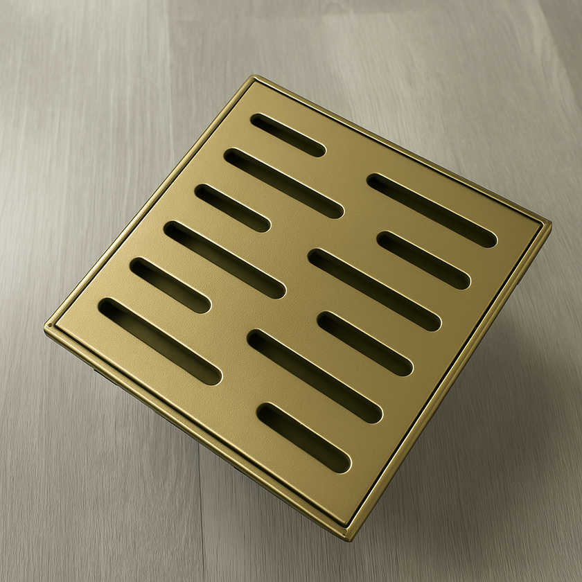 Architect Square Shower Drain – 6"x6", Tile-In or Grate Cover, 304 Stainless