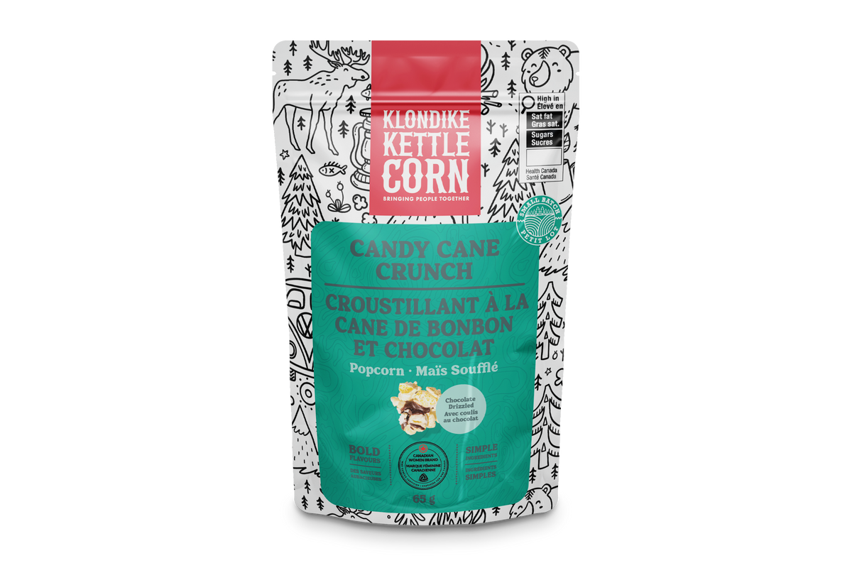 Candy Cane Crunch Chocolate Drizzled Popcorn