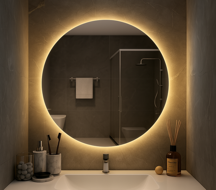 HaloLux Round LED Vanity Mirror – Backlit, Anti-Fog | 24–32"