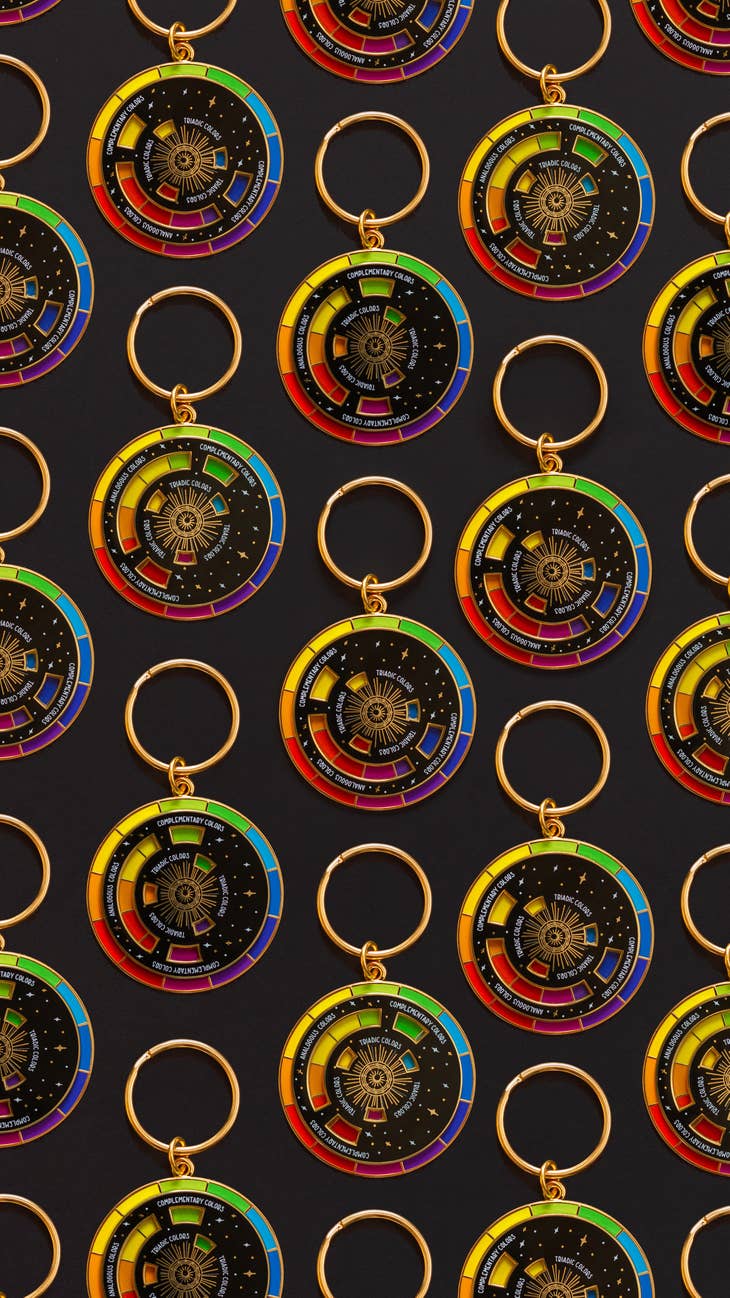 Color Wheel Enamel Keychain BLACK/GOLD