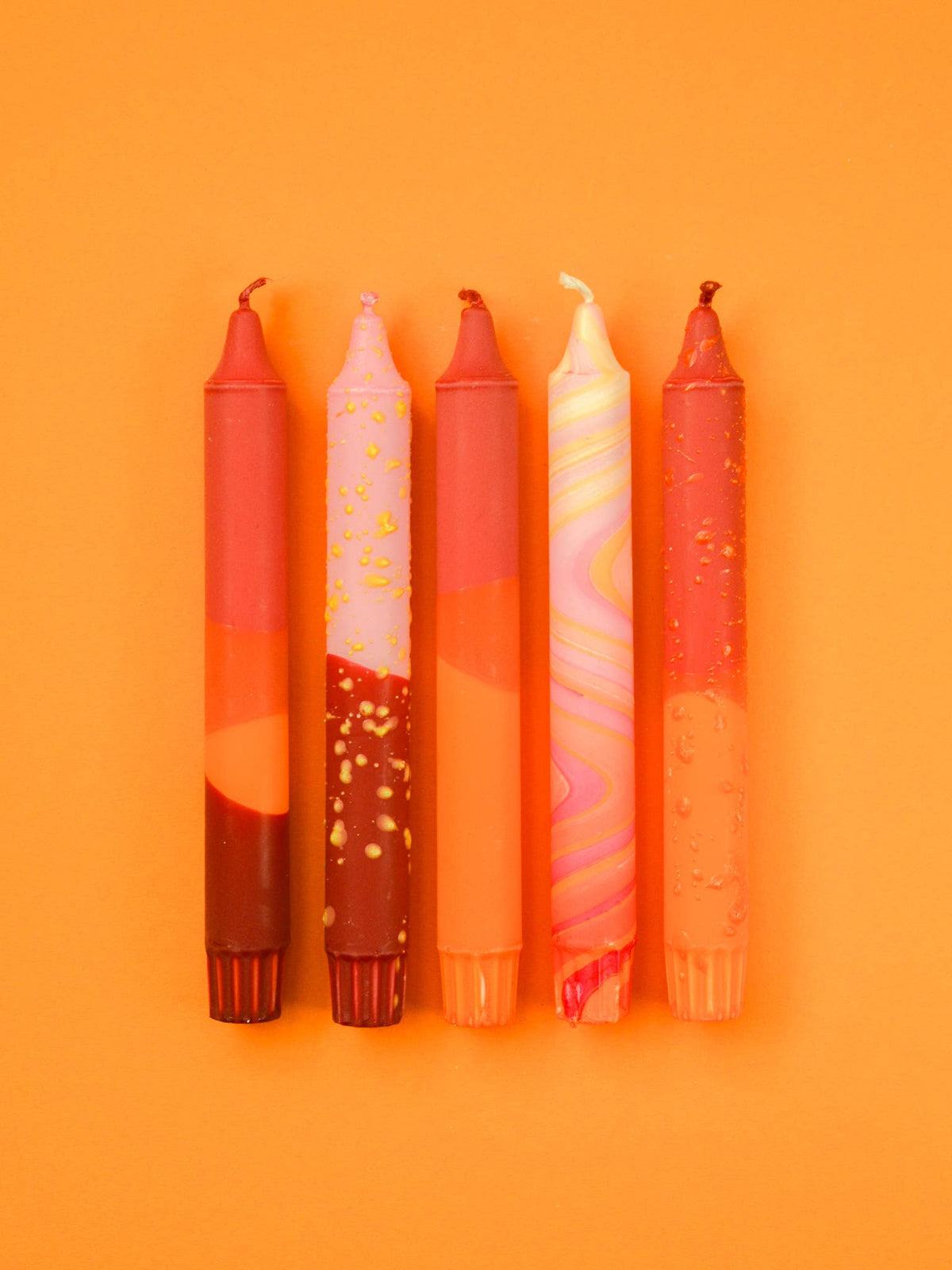 Taper candles- 5 pack/ Taper Candles Autumn Orange Mix