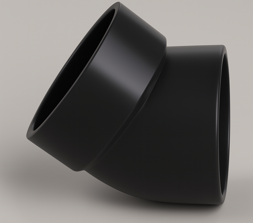 LESSO ABS Street Elbow – 45° Short Turn Spg x Hub | 1 1/2"–3" DWV