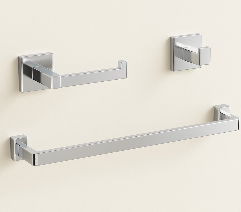 3-Piece Matte Black Bathroom Hardware Set – Towel Bar + Hook + TP