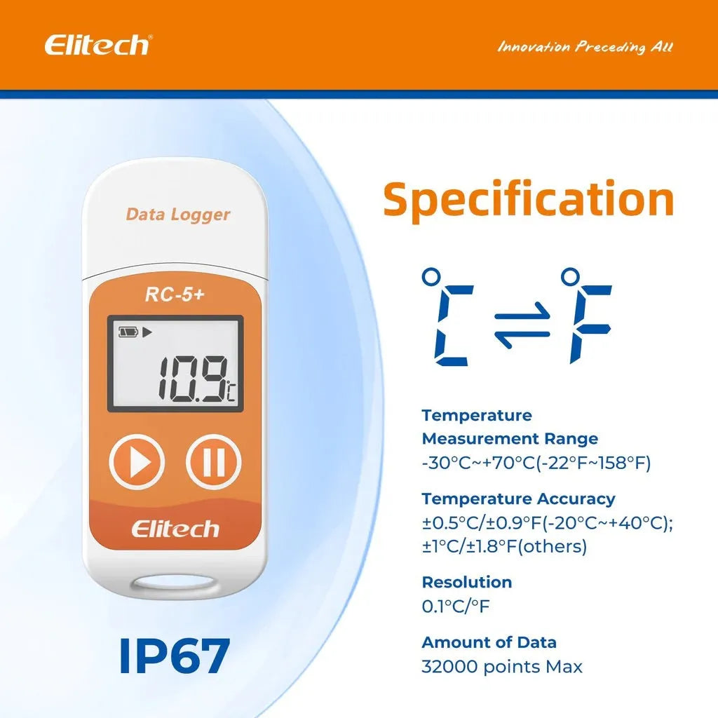  Elitech RC-5+ Temperature Data Logger Byson  art-noise.myshopify.com elitech-rc-5-temperature-data-logger
