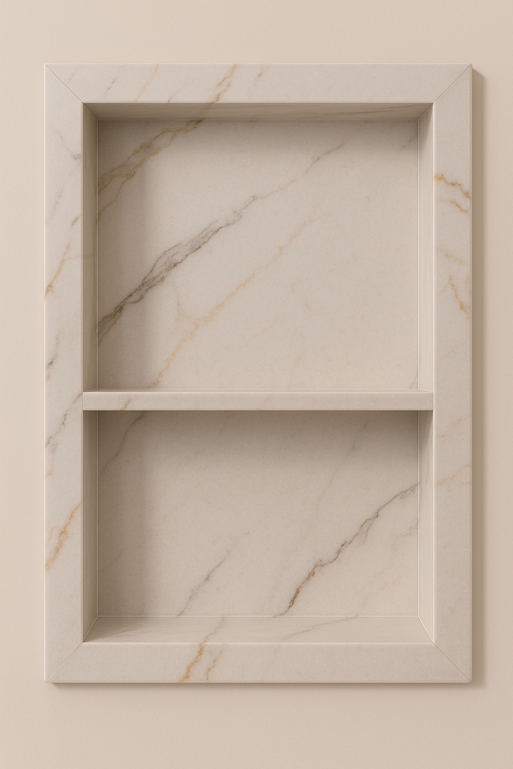 Calacatta-Style Marble Shower Niche