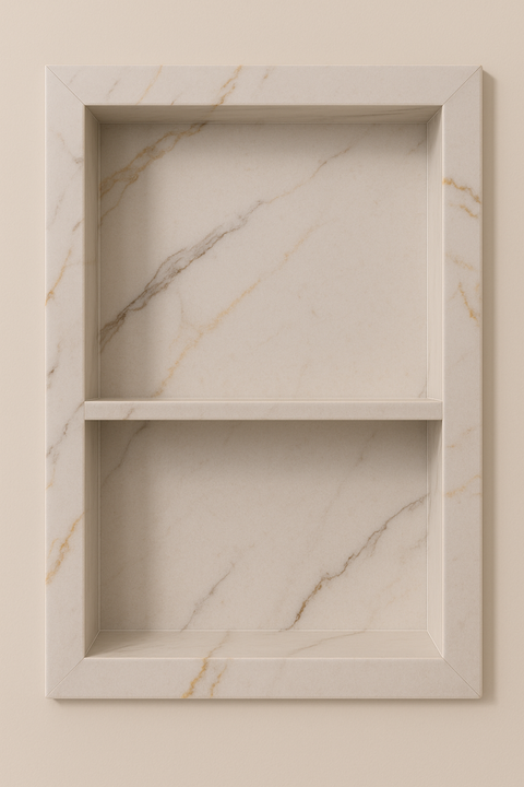 Calacatta-Style Marble Shower Niche Good Day Building Supply Inc. Shower Niche art-noise.myshopify.com calacatta-style-marble-shower-niche