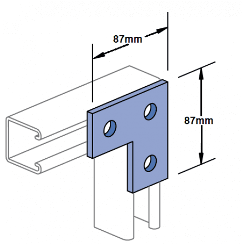 Byson Strut Flat Plate Connector, 90 Degree - 3 Hole