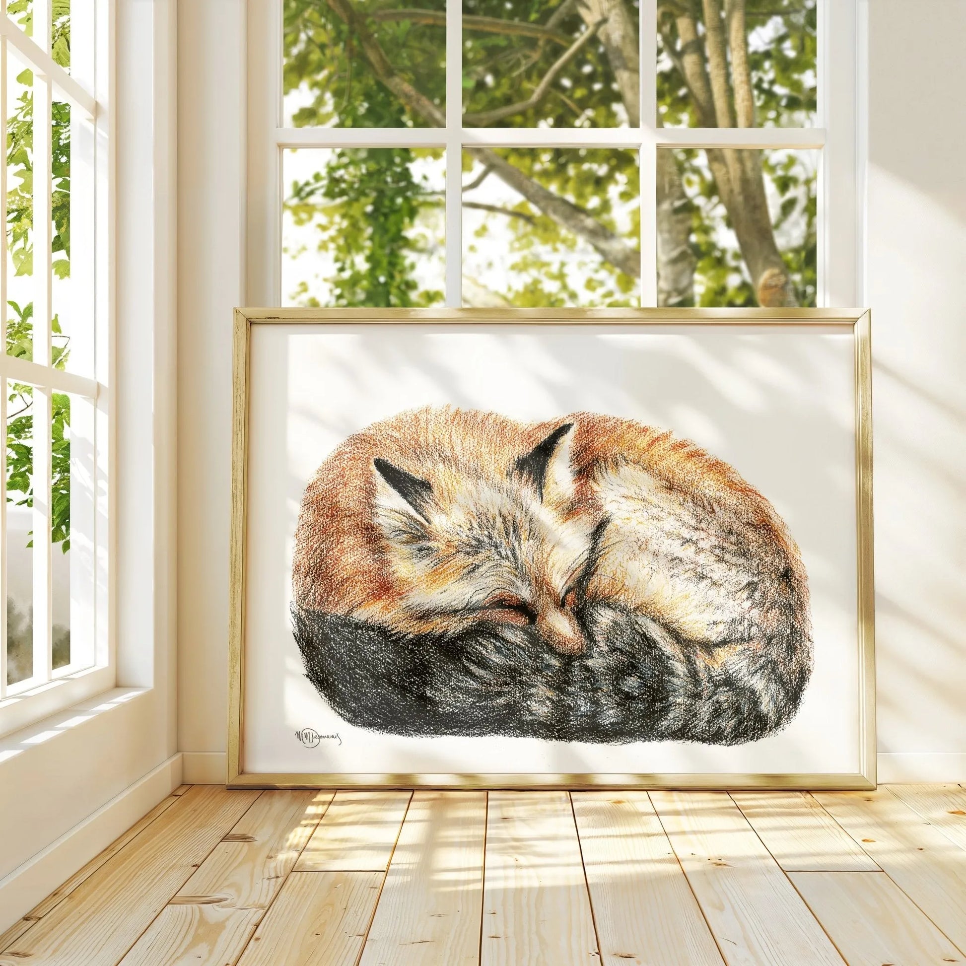  Fox sleeping - curled into a ball -  Colored Illustration LE NID atelier illustration art-noise.myshopify.com fox-sleeping-curled-into-a-ball-colored-illustration