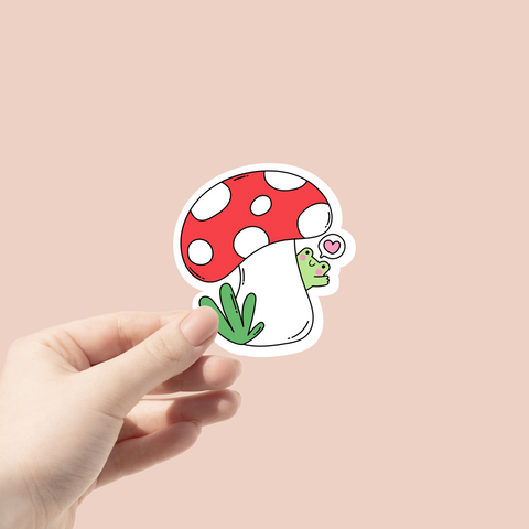 Froggy Mushroom Sticker Glitter Paper Scissors sticker art-noise.myshopify.com froggy-mushroom-sticker